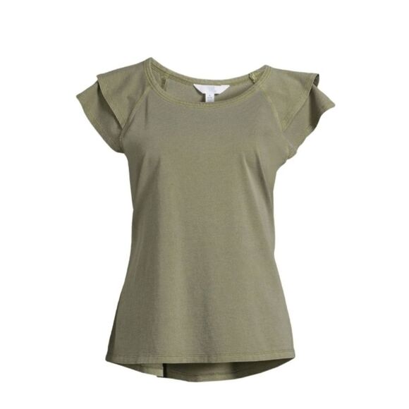 WOMEN'S FLUTTER SLEEVE T-Shirt Top Shirt Blouse Size XL - Picture 1 of 5